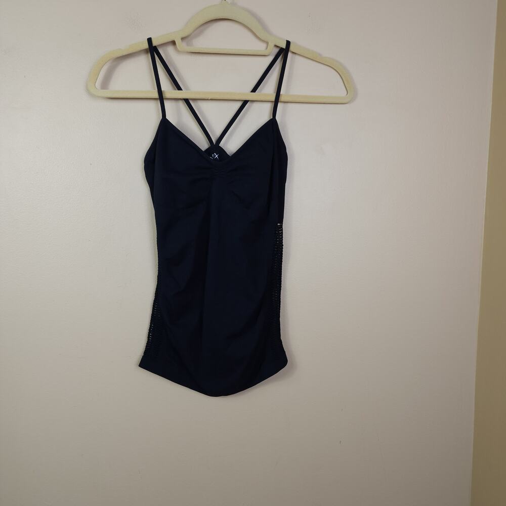 NUX Seamless Tank With Black Mesh Shelf Bra Size L